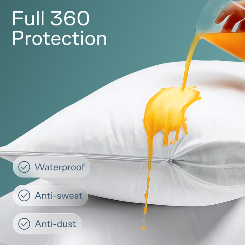 Niagara Sleep Solution Niagara 4 Pack Waterproof Pillow Protectors Queen 20x30 Inches Smooth Zipper Premium Encasement Covers Quiet Cases Set White - Image 2